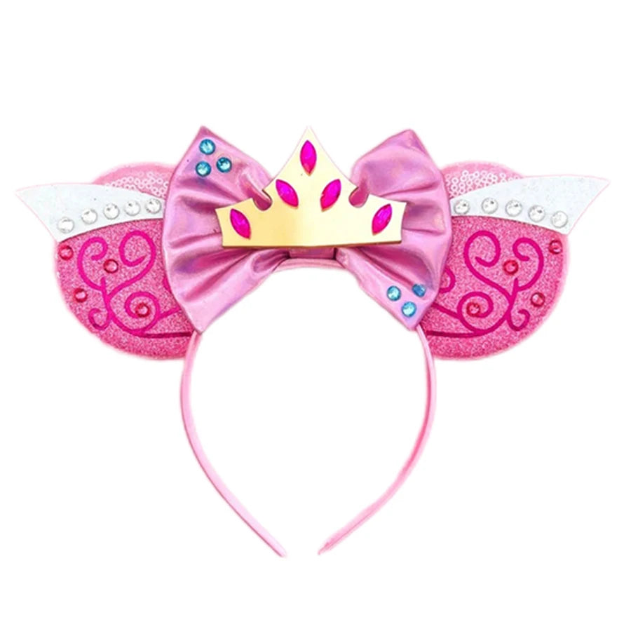New Glitter Crown Castle Hairband Girls Princess Party Headwear Sequins Mouse Ears Bow Headband Hair Accessories Kids Boutique Qme Headband 4