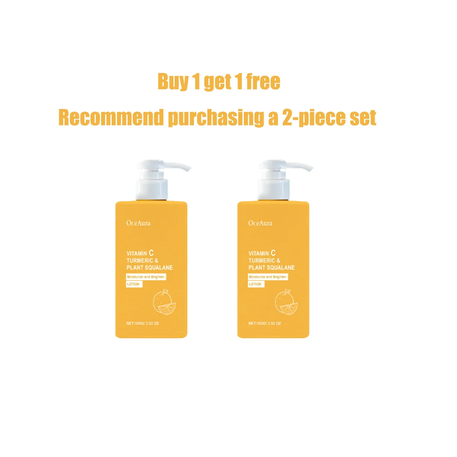 OceAura Vitamin C Brightening Body Lotion Deep Moisturizing Dullness Improving Gentle Exfoliating Even Tone Skin Care Cream 100g Qme 100g x2