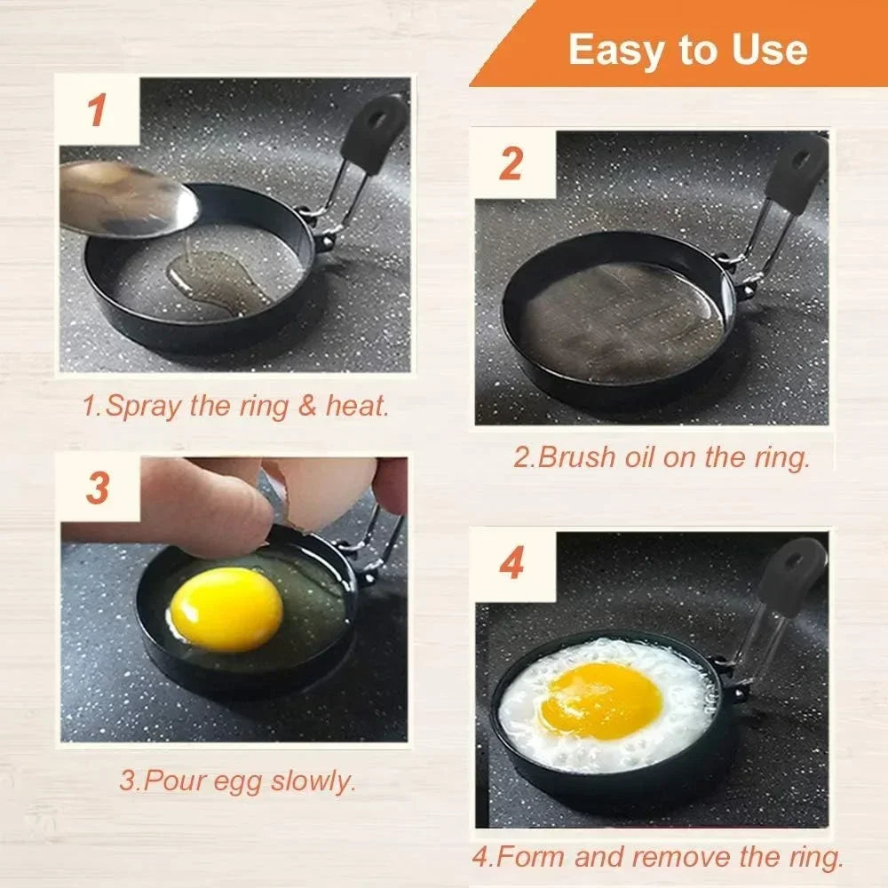 Anti-scald Egg Fried Ring Professional Stainless Steel Nonstick Round Pancake Mold Cooking Egg Mould Breakfast Sandwich Tools Qme