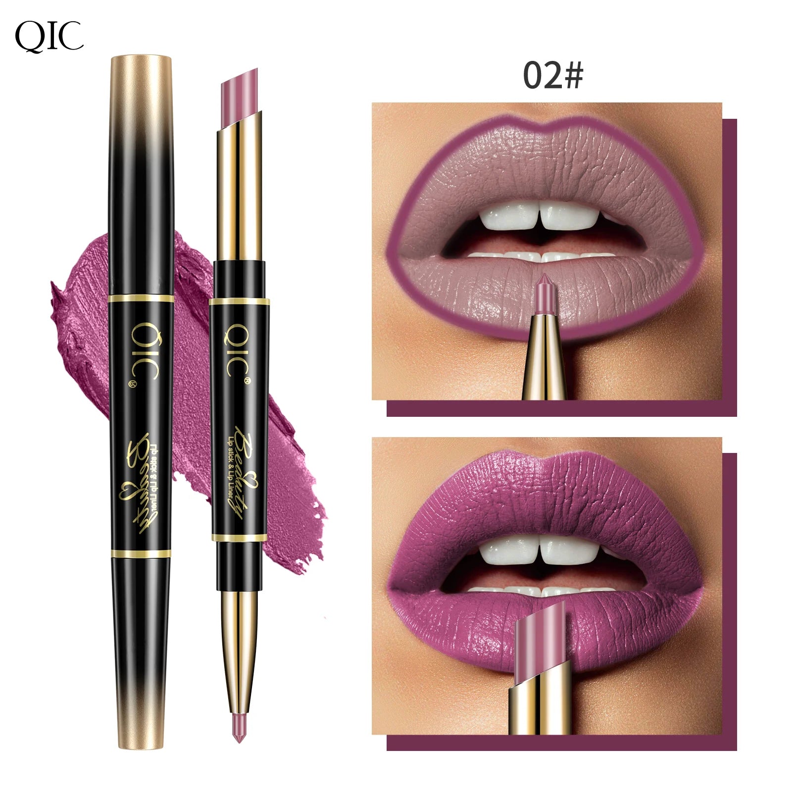 QIC Lipstick Lipliner Pen Matte Velvet Lip Liner Pencil Contour Makeup Sexy Red Lip Stick Long Lasting Cosmetics Qme Q909-2