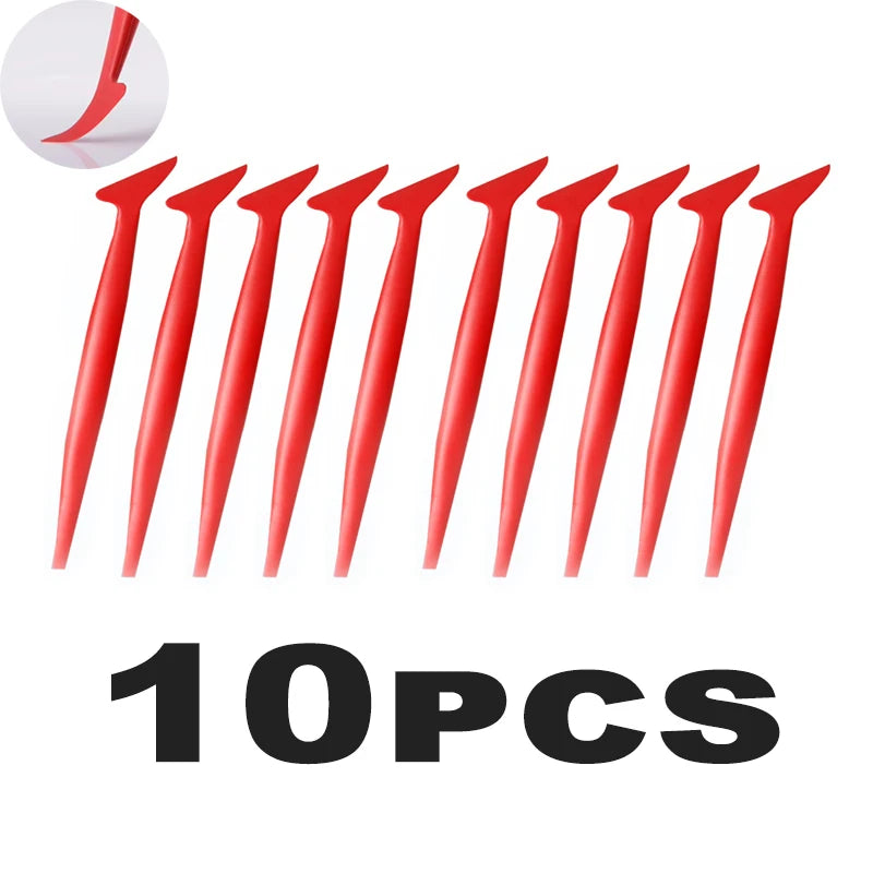 Car Micro Squeegee Curves Slot Tint Tool Set Car Stickers Wrap Vinyl Tools Auto Wrapping Film Installing Scraper Gasket Squeegee Qme Red 10PCS