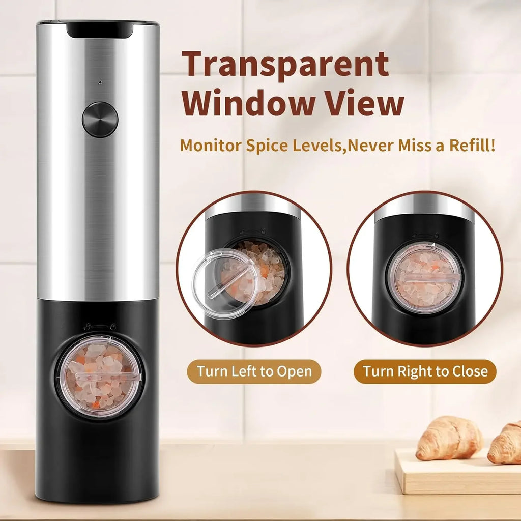 Electric Pepper Powder Grinder USB Rechargeable Salt Adjustable Qme