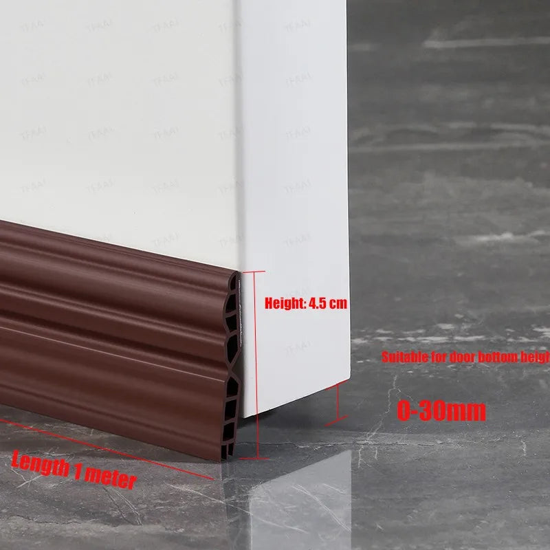 1-4Pcs Anti-Cold TPE Door Bottom Seal Strip 1M Self-adhesive Thicken Wearproof 3 Layers Windproof Door Gap Weather Strip Qme Large Brown 1Pc