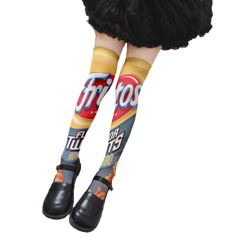 Fun Snacks Food Women's Stockings Skateboard Teen Harajuku Fashion Qme style11 One Size