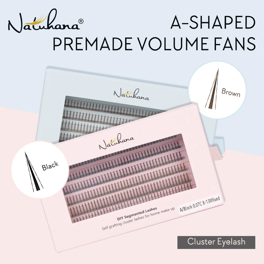 NATUHANA M Curl Premade Clusters Wispy Spiky DIY Lash Extensions Easy Qme