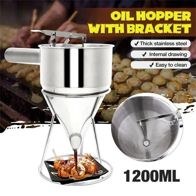 1pcs Stainless Steel Funnel Dispenser with Rack Cupcake Pancake Batter Maker Octopus Fish Ball Home Kitchen Baking Tools Baking Qme