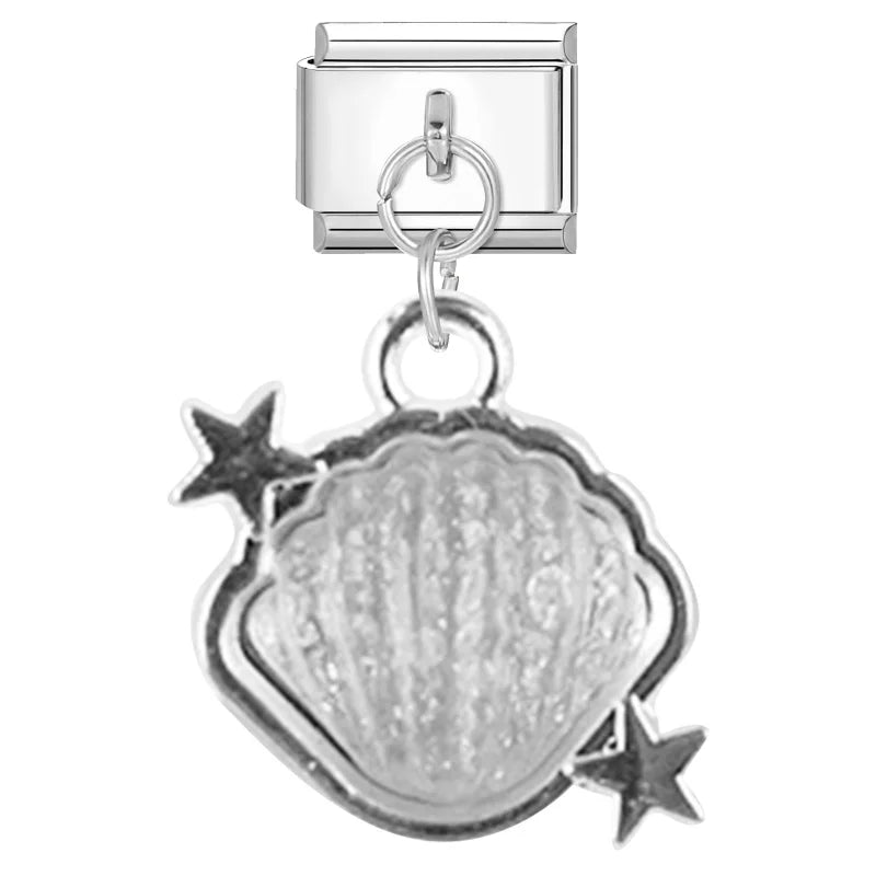 2025 Shiny Zircon Shells Starfish Conch Blue Italian Charm Links Fit