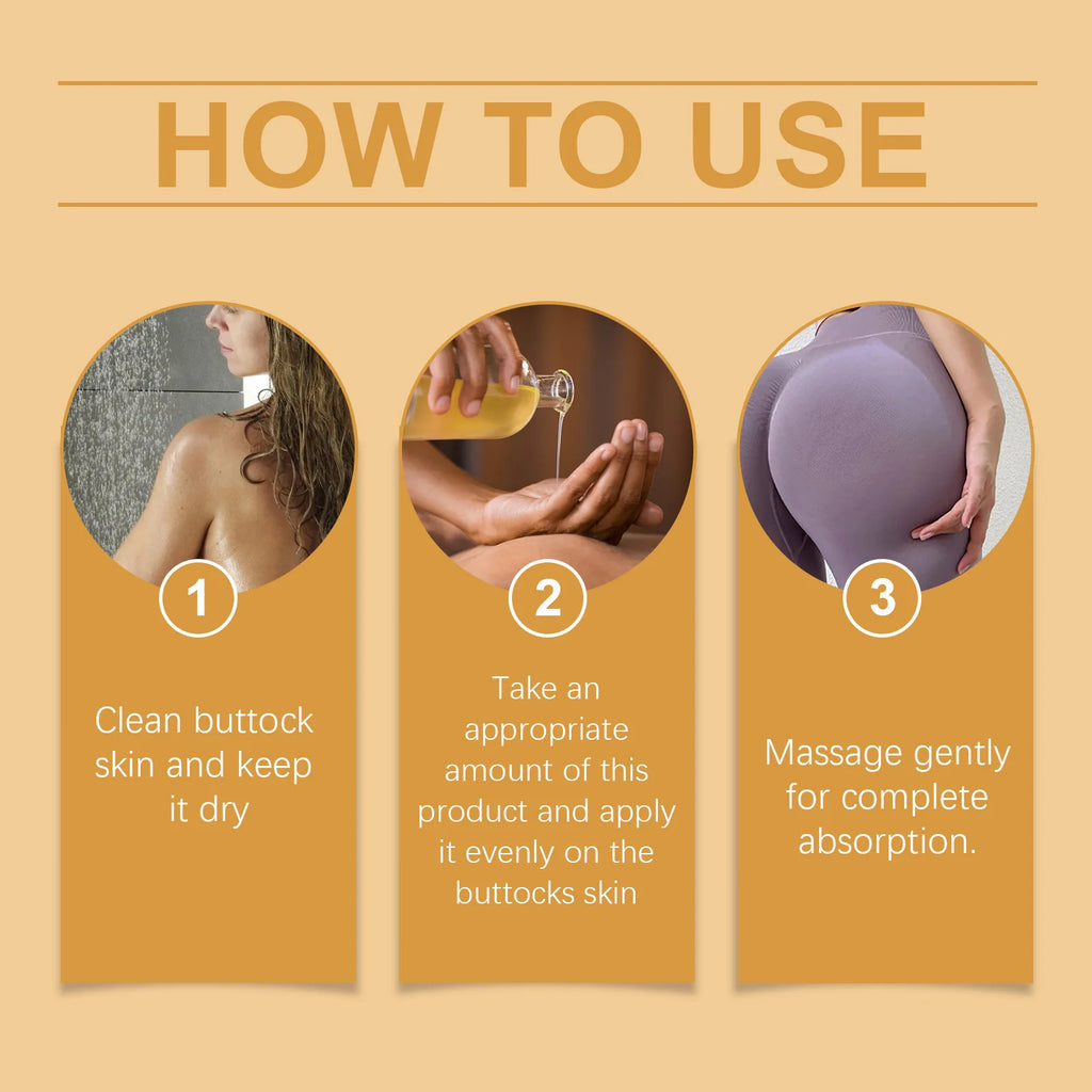 Buttock Enlargement Oils Hip Lifting Oil Hip Growth Firming Nourishing Moisturize Tighten Shaper Bum Sexy Body Massage Care Qme