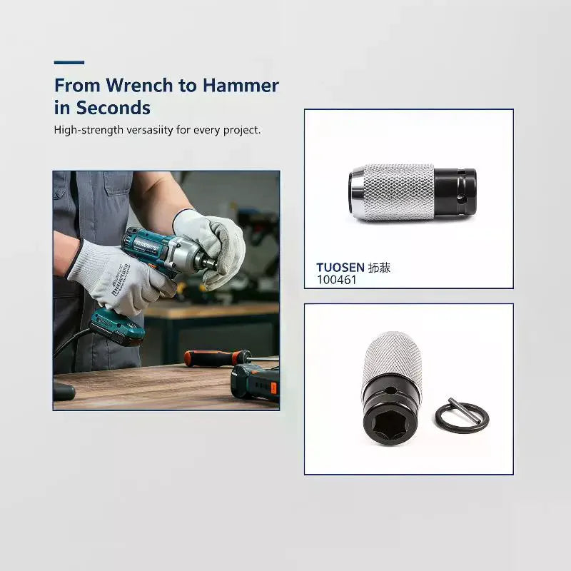 1 Set Heavy Duty Drill Adapter Electric Wrench To Hammer Conversion Adapter DIY Repair Kit Power Tool Accessories Qme