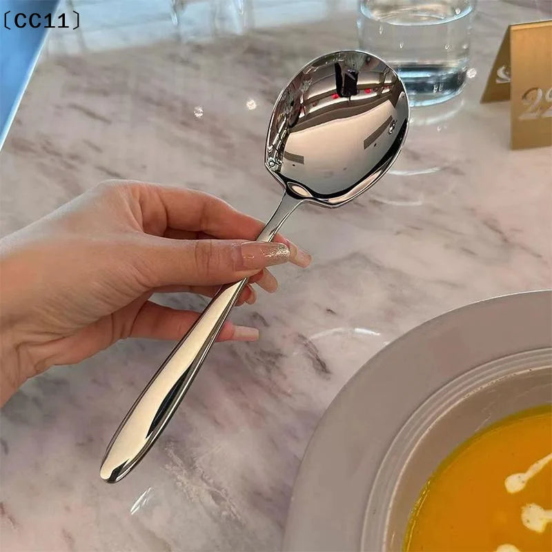 Large Stainless Steel Rice Spoon Ergonomic Metal Serving Kitchen Qme