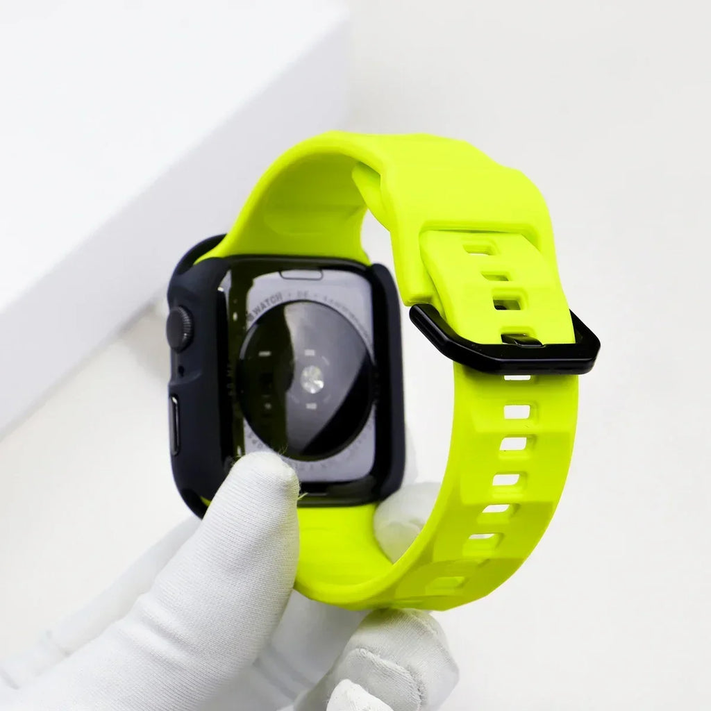 Silicone Sport Strap+Case for apple watch 9 8 7 6 SE 5 Ultra 2 Belt Bracelet Iwatch Series 49mm 45mm 41mm 44mm Protective Cover Qme