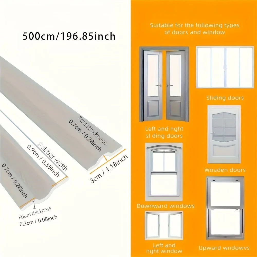 1 roll of self-adhesive weatherproof sealing strip for doors and windows - for dust, rain and noise reduction sealing tape Qme
