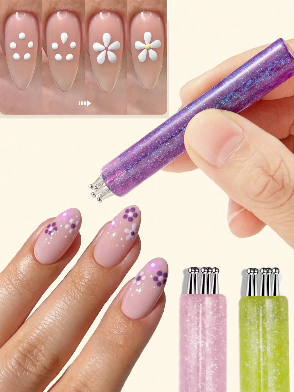 Bright Simple Quick Flower Painting Dotting Nail Art Tool Penneed Doh Qme