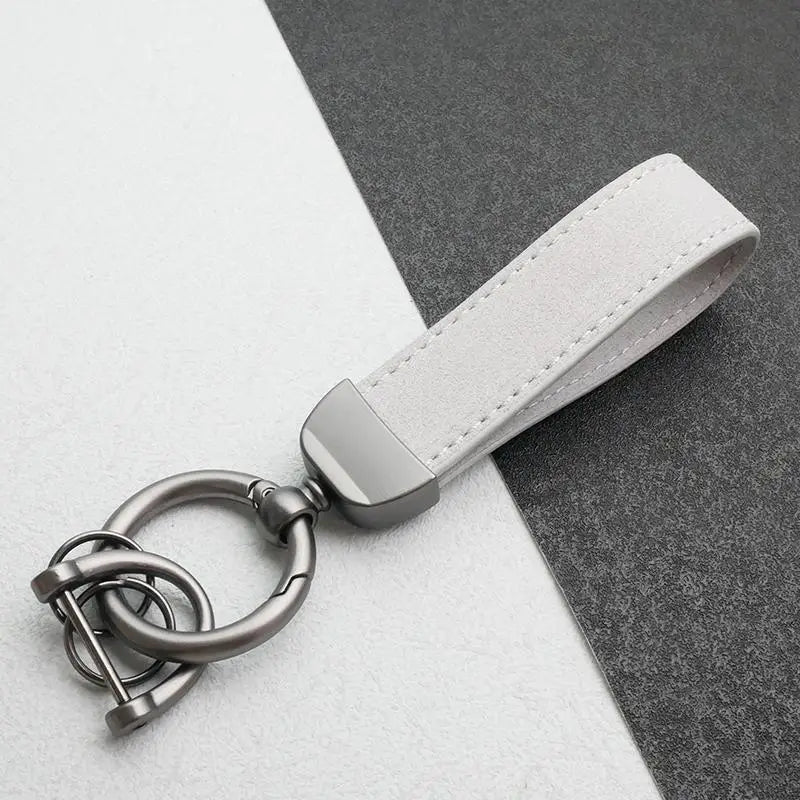 Leather Car Keychain, High-End Car Metal Key, Suede Pendant, Leather Ornament Metal Car Keychain Ring Accessories Qme A6