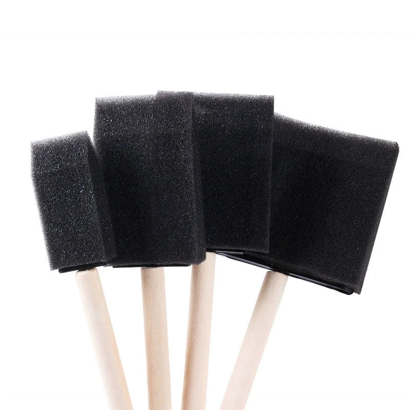 4Pcs Sponge Brush Wooden Handle Watercolor Sponge Paint Brush, Oil Stain Art Craft Painting Drawing for kids Qme 4 Pcs mix set