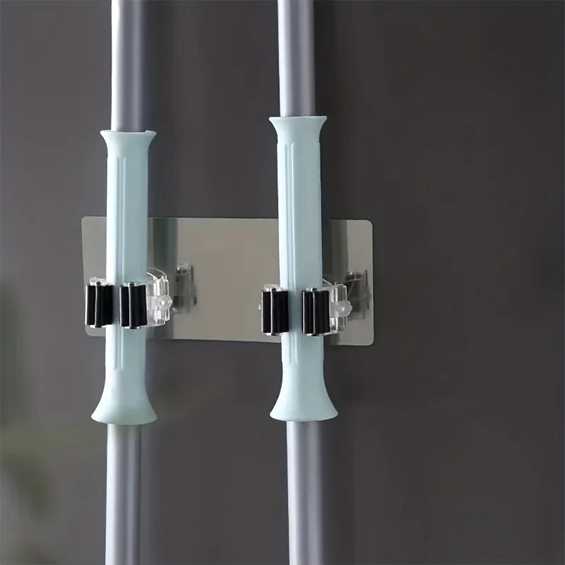 1 Non Perforated Traceless Mop Hanger Broom Hook Clip Holder Qme MULTI