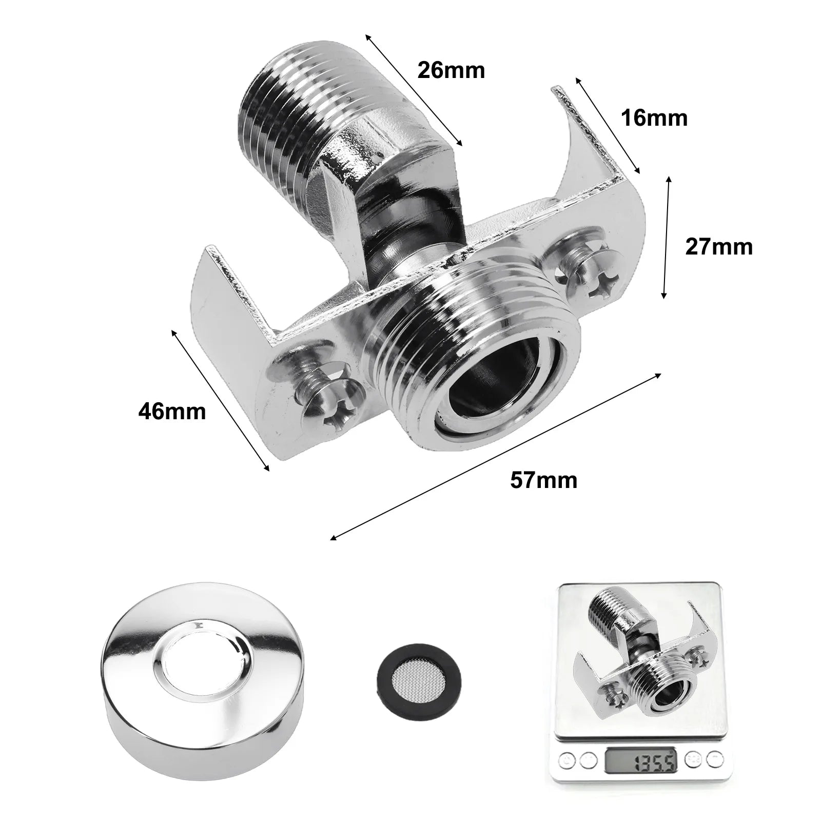 40Degree Adjustable Faucet Tap Adapter Angled Curved Foot Eccentric Qme 26mm