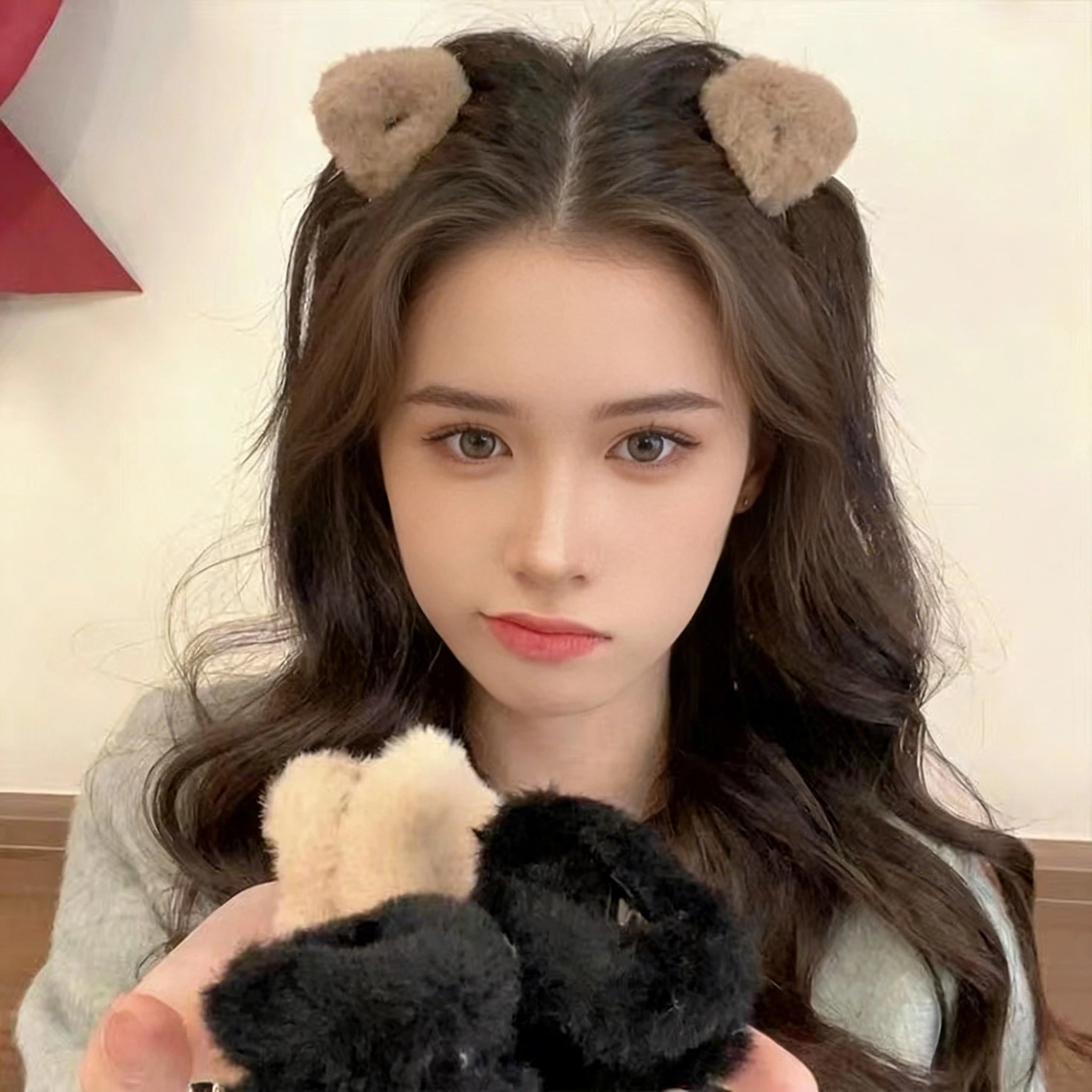 6pcs Cute Plush Cat's Ears Hair Clip Soft Non Slip Claw Clip Small Bangs Hair Clip Fashion Fuzzy Claw Clip Hair Accessories Qme