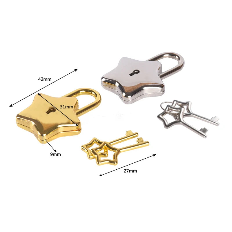 Mini Star Shape Archaize Padlocks Locker Security Key Lock Luggage Bag Qme