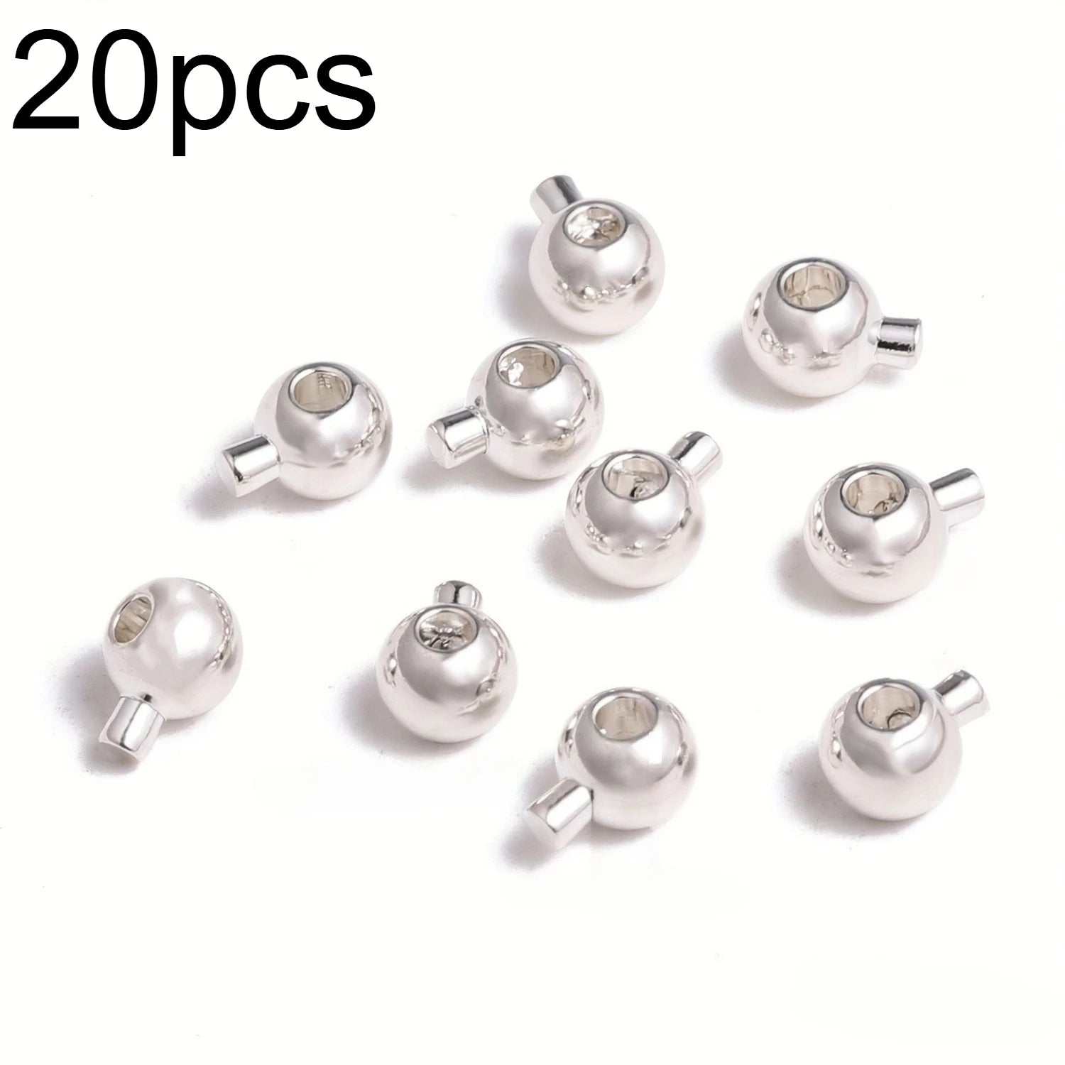 20pcs Adjustable Spring Stopper Beads, Metal Cord Lock Clasps for Jewelry Making Qme Bright Silvery 20pcs