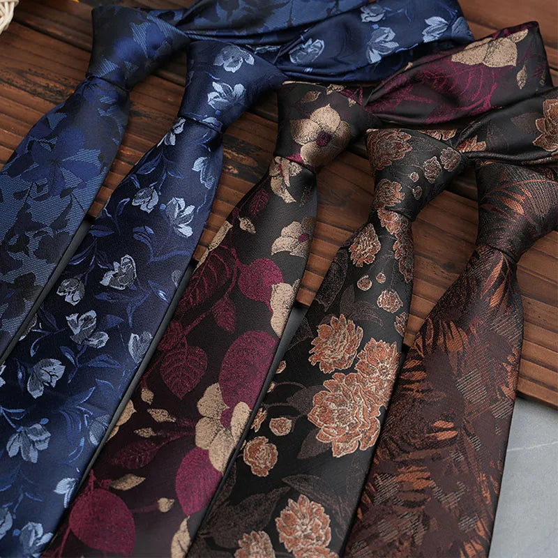 Men Jacquard Tie Dot Floral Necktie Accessories Daily Wear Shirt Suit Qme