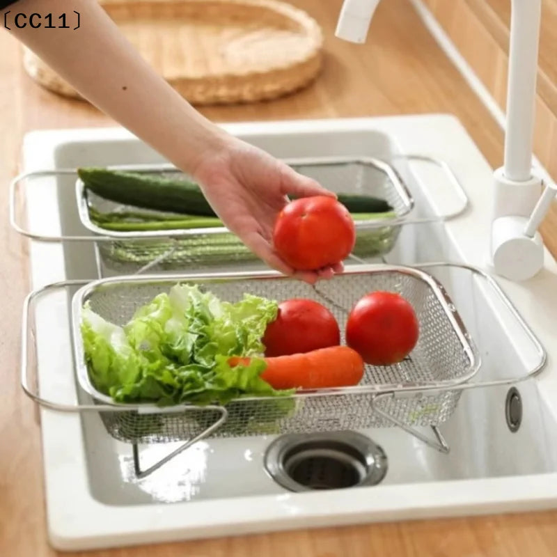 Stainless Steel Kitchen Sink Telescopic Draining Rack Qme