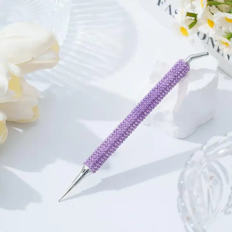 Dual Sided Nail Art Rhinestone Picker Pen Self Adhesive Pickup Tool Qme Light purple