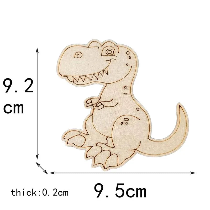 5Pcs Hand Coloring Blank Wooden Pieces Foor Children Handmade Toys Cartoon Dinosaur Wood Crafts Home Ornaments Decor c3542 Qme
