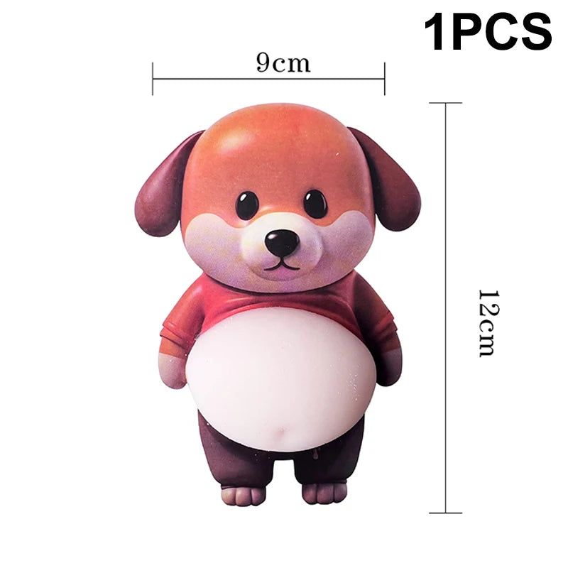 1/5Pcs 3D Cute Puppy Sticker Squeezeable Sticker Refrigerator Wall Decoration Silicone Self-adhesive Sticker Qme 5