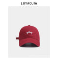 Korean Version Embroidered Soft Cap Women's Fashion Versatile Street Qme Red