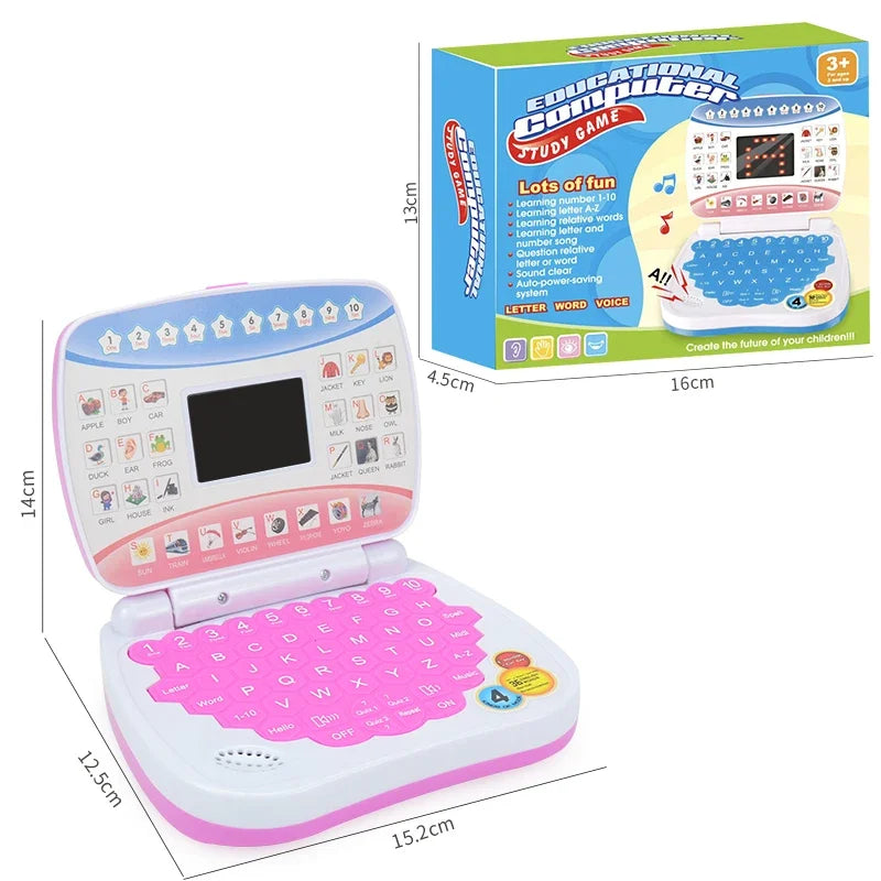 English Learning Small Laptop Toy for Children.Kids. Boys and Girls Computer for Aphabet ABC.Numbers.Words.Spelling.Maths.Music Qme Red