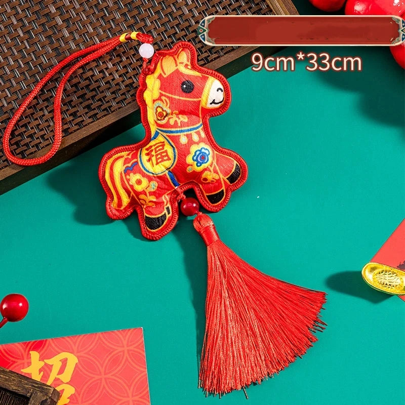 Lucky Fragrant Bag Tassels Horse Incense Car Hanging Chinese Zodiac Qme A3