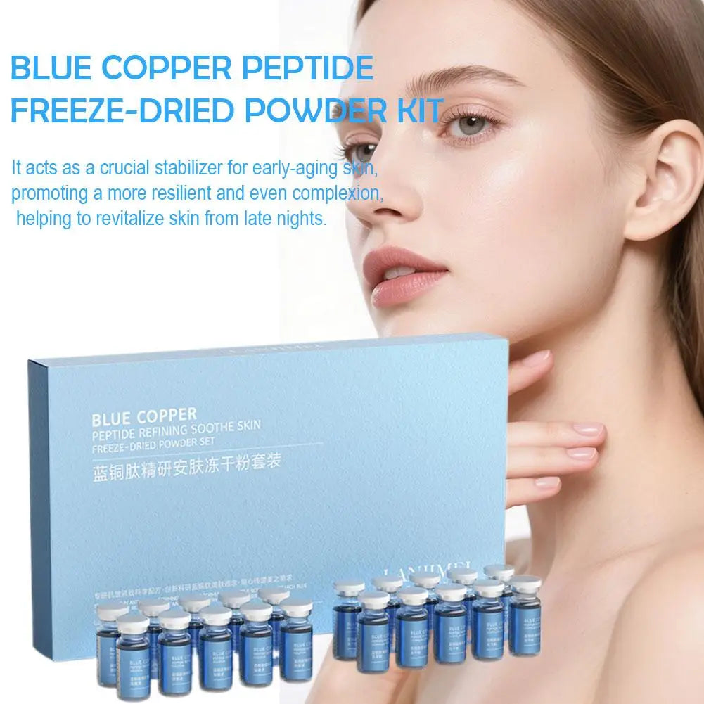 Blue Copper Peptide Face Skin Repair Freeze-dried Powder Set Sensitive Skin Moisturizing Firming Smooth Hyaluronic Acid Essence Qme