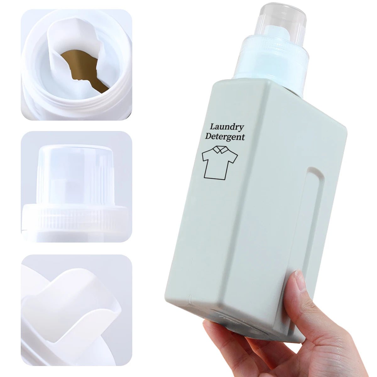 1000ml Laundry Detergent Dispenser Bottle Refiilable Laundry Storage Container for Liquid Powder Softener Laundry Room Canister Qme