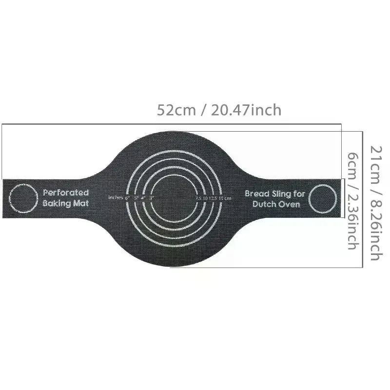 Perforated Silicone Bread Sling For Dutch Oven, With Long Handle, Nonstick & Reusable, Bread Baking Mat For Sourdough Transfer Qme