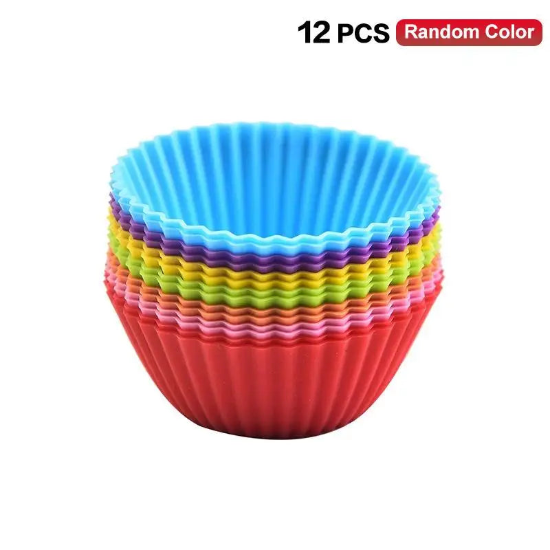 12 Silicone Lunch Box Dividers Bento Dish Cups Salad Dressing Kid Qme Round 12PCS