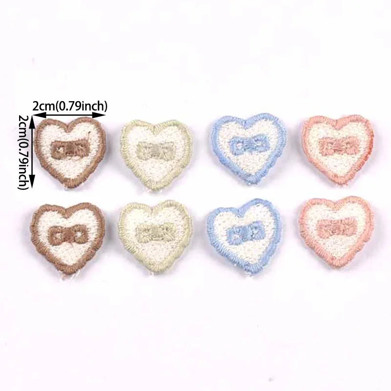 30pcs 20x20mm Heart Bow Embroidered Appliques,Sewing Decoration for DIY Clothes/Hair Accessories No Glue cp4303 Qme