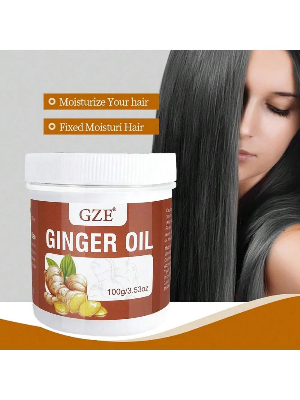 GZE Ginger Hair Strengthens Care Essential Oil, Ginger Hair Serum, Healthy Hair Root To Tip Turmeric Essence Qme