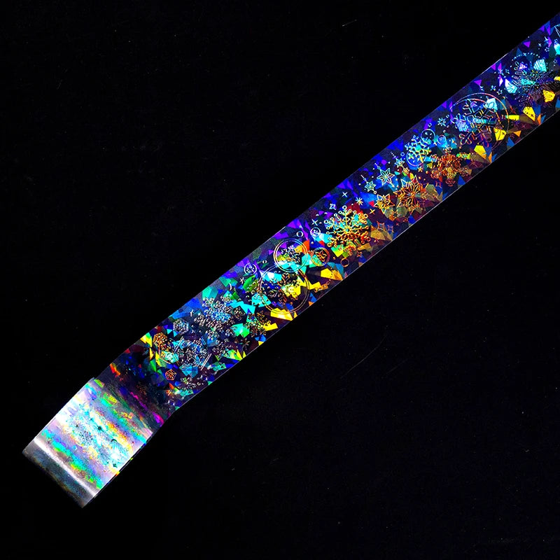 3cm*2M Laser Reflective Transparent Stickers Cool Diy Decorative Labels Scrapbooking Collage Material Diary Stationery Tape Qme H