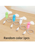 Portable Flexible Silent High-wind USB Mini Fan Notebook Power Bank Qme WHITE