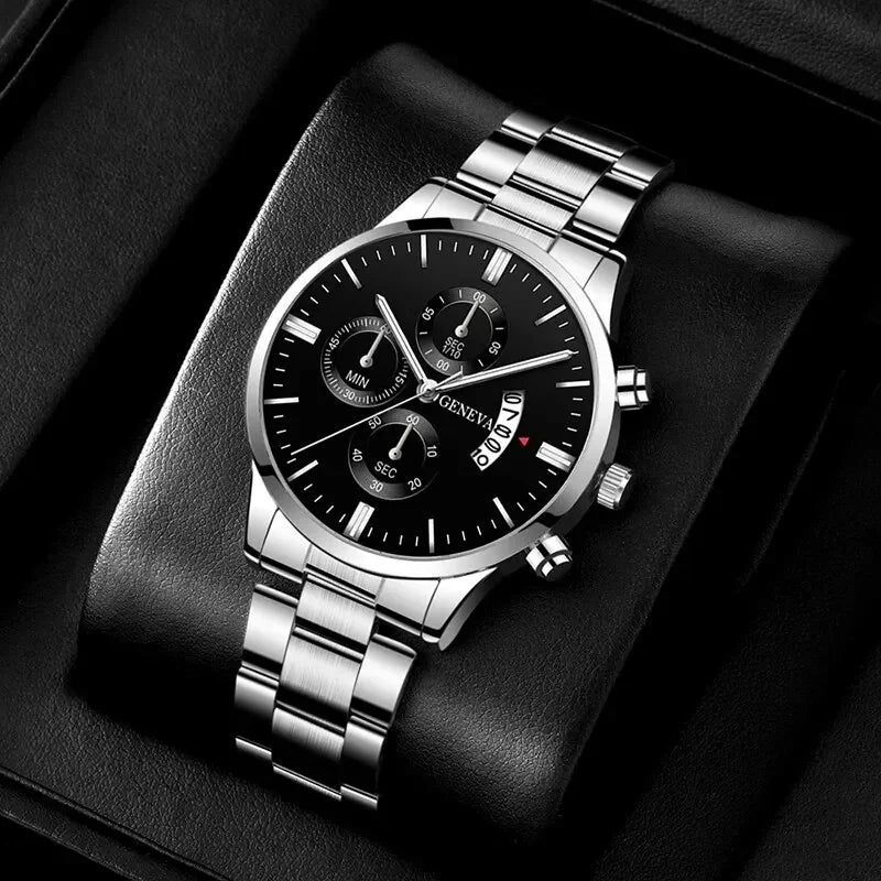 Fashion Men Stainless Steel Watch Luxury Calendar Quartz Wrist Watch Business Watches Man Clock Male Bracelet Wristwatch Qme