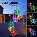 LED Solar Wind Chime Crystal Ball Hummingbird Light Changing Qme Sun flower