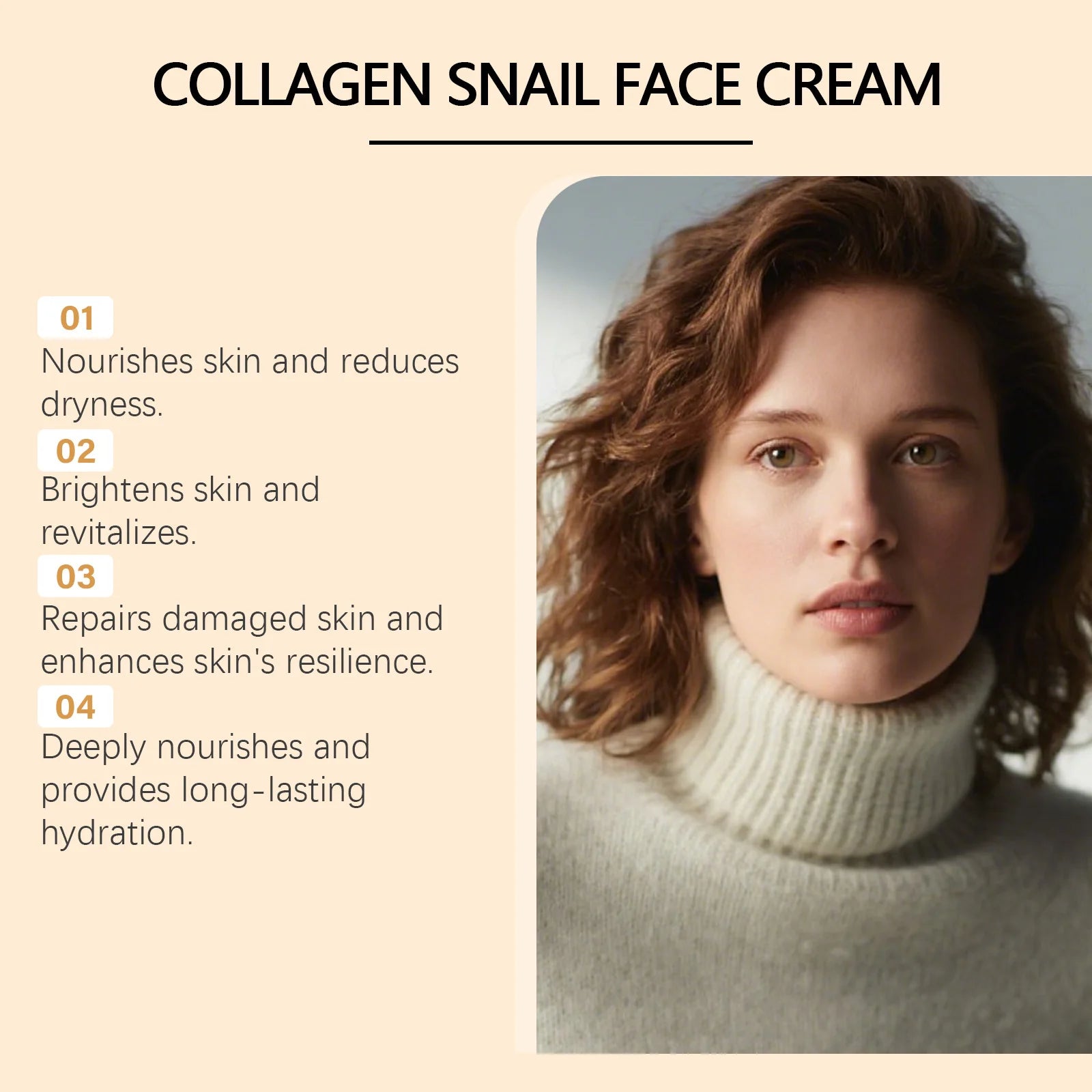 Snail Mucin Collagen Cream Anti Wrinkle Firming Hydrating Face Cream Improves Skin Elasticity & Texture Smoothing Face Skincare Qme