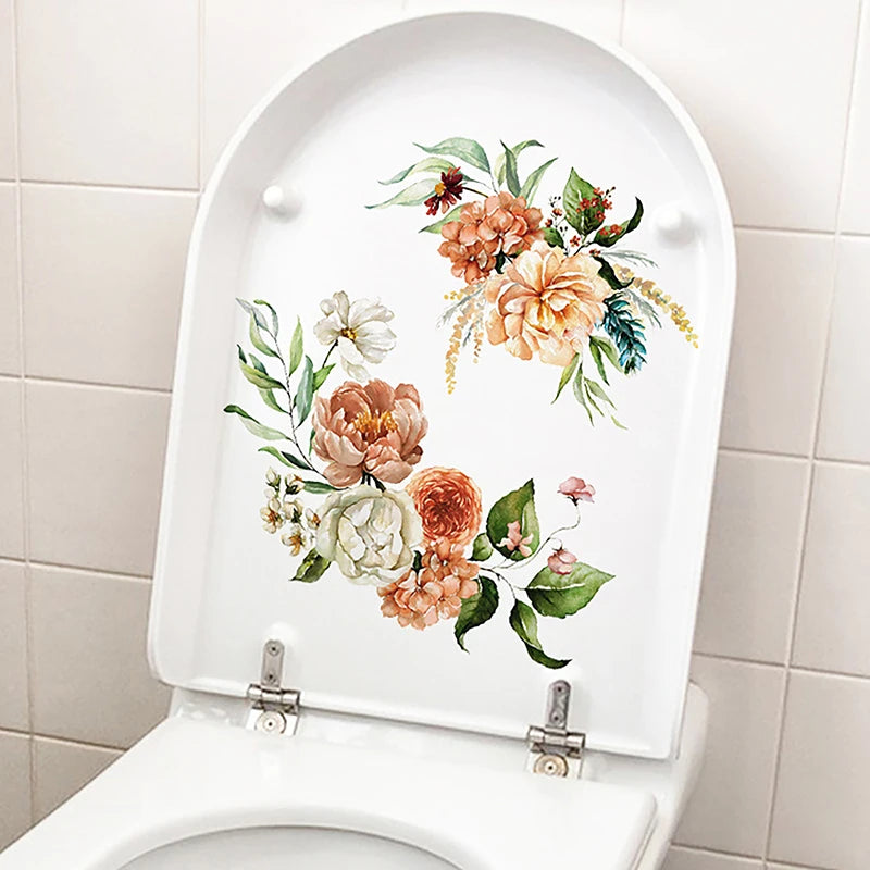 ^Butterfly Flower Toilet Seat Stickers Self-Adhesive Toilet Lid Decals Diy Removable Stickers For Bathroom Home Decor Ornaments Qme