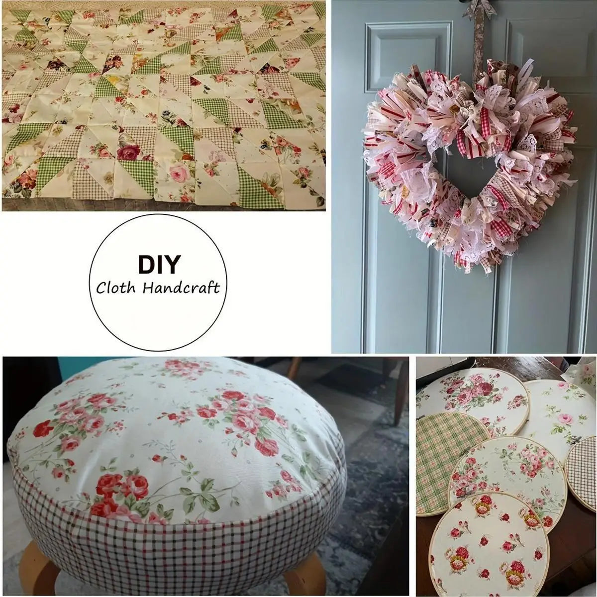 Pastoral Pink Rose Printed Soft Breathable for Girls Dress Apron Cushion Cover，for quilting, sewing, splicing, and DIY crafts Qme