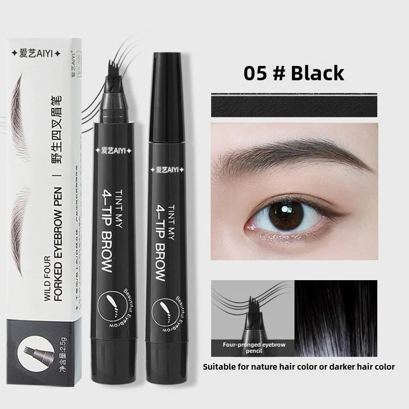 4 Point Eyebrow Pencil Waterproof Liquid Pen Makeup Long Lasting Qme 05 Black