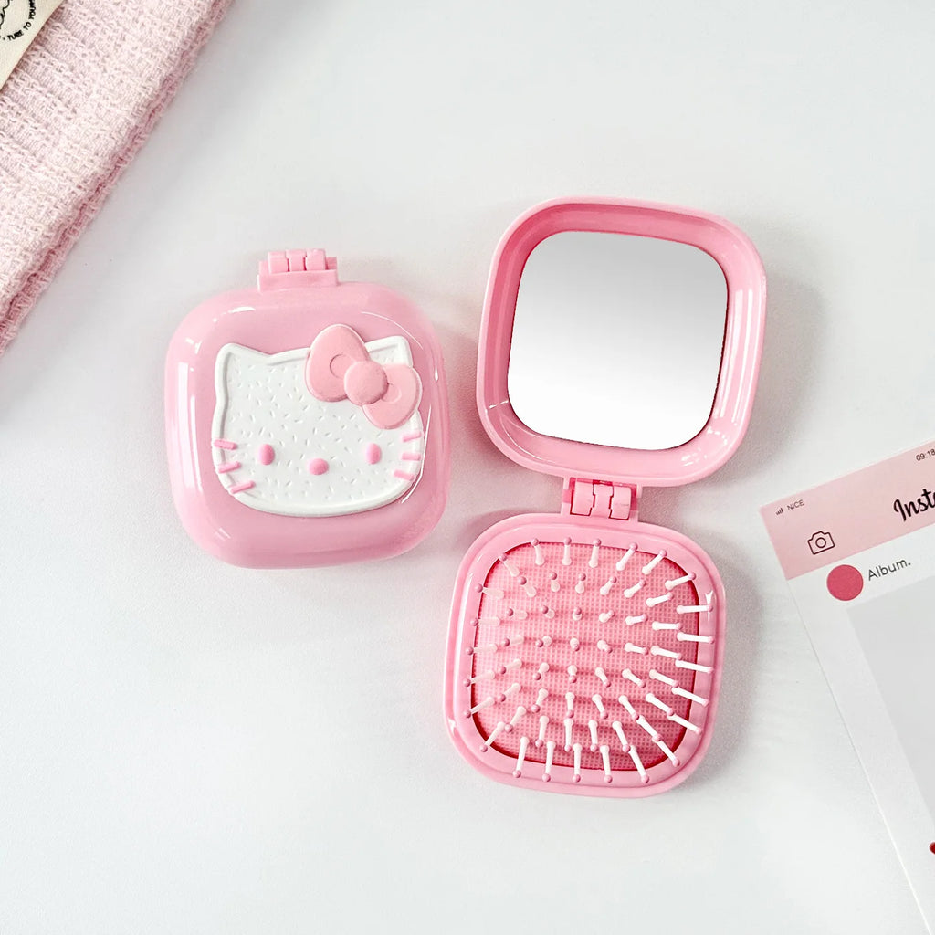 Hello Kitty Cute Folding Air-Cushion Comb Compact and Portable Air-Cushion Comb Air-Cushion Comb with Scalp Massager Qme 2