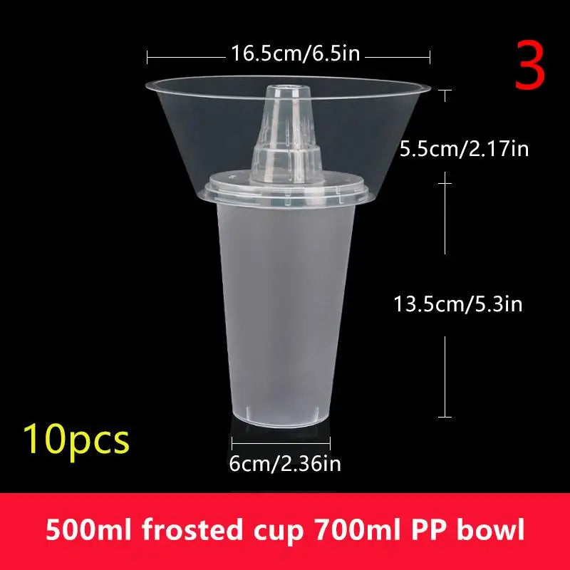 10 Disposable Plastic Cup Drink Snack Bowl Bubble Milk Tea Fruit Qme 3