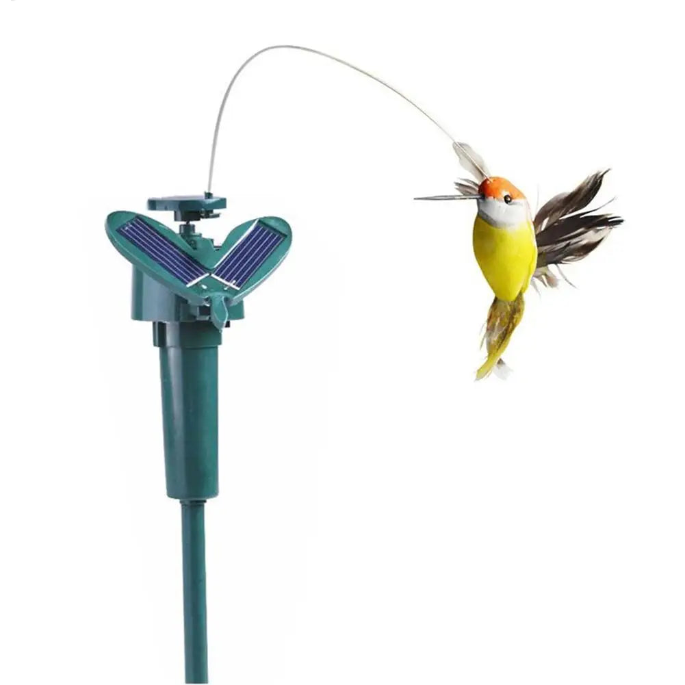 Hummingbird Solar Solar Powered Flying Hummingbird Funny Solar or Battery Powered Toy Wobble Fluttering Bird for Garden Yard Qme