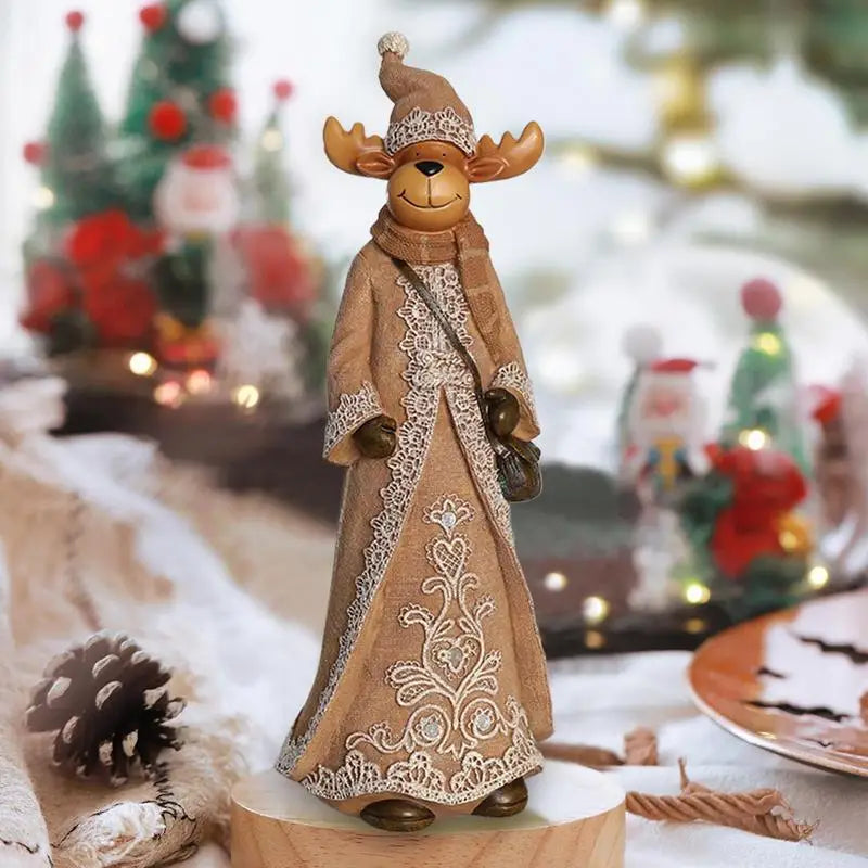 Snowman Resin Figurines Classic Imitation Linen Sculpture Handmade Qme